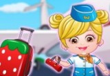 لعبة سفر الطفل عسلي بالطائرة حول العالم